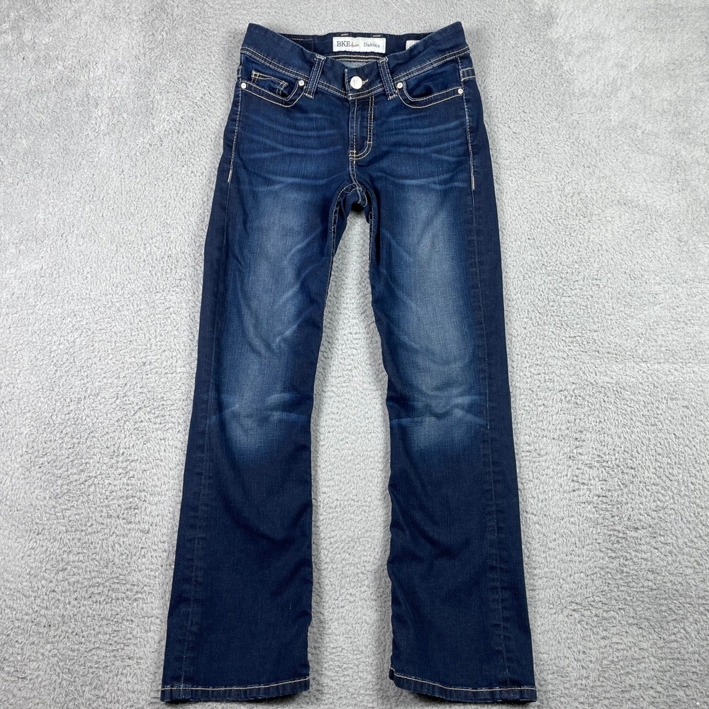 BKE‎ Dakota Jeans Womens 26R (Fits 28x29) Dark Wash Bootcut Sequin Embroidered